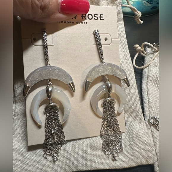 Kendra Yellow Rose Scott Lainey Wilson Iridescent Drusy & Silver earrings Rodeo - Picture 3 of 4